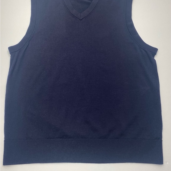 Brooks Brothers Men’s V-Neck Vest Brookstech Merino Knit LG Navy BL 100% Merino - Picture 1 of 12